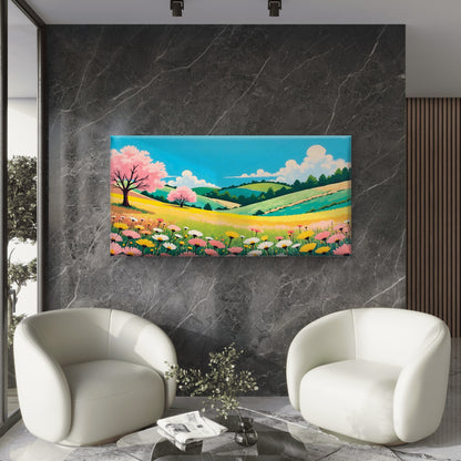 Depicting a Serene Spring Wall Art Canvas Office Home Room Framed 120x60cm