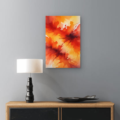 Abstract Digital Art with Red, Orange, and Yellow Watercolor 40x60cm Metal Print Ready to Hang