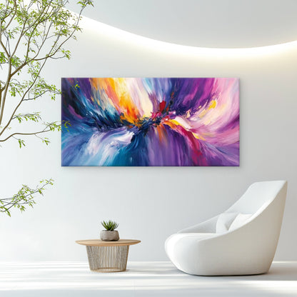 Yellow, Pink & Purple Abstract Wall Art Canvas Office Home Room Framed 120x60cm