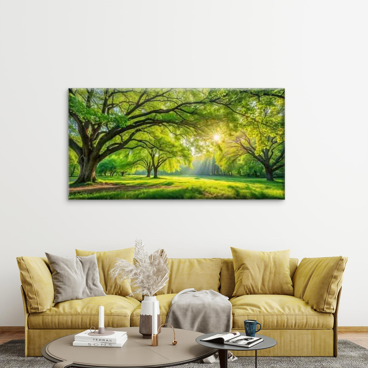 Sunshine Filtering Through TreesWall Art Canvas Office Home Room Framed 120x60cm