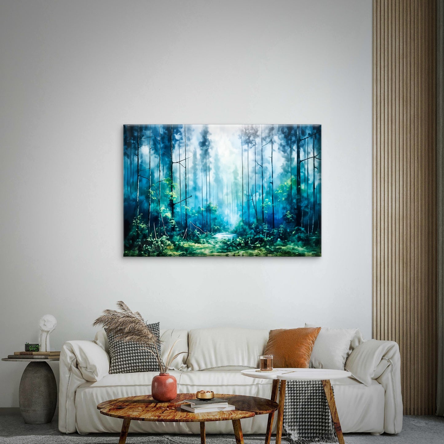 Misty Blue Shaded Dark Forest Wall Art Decor 100% Australian Made