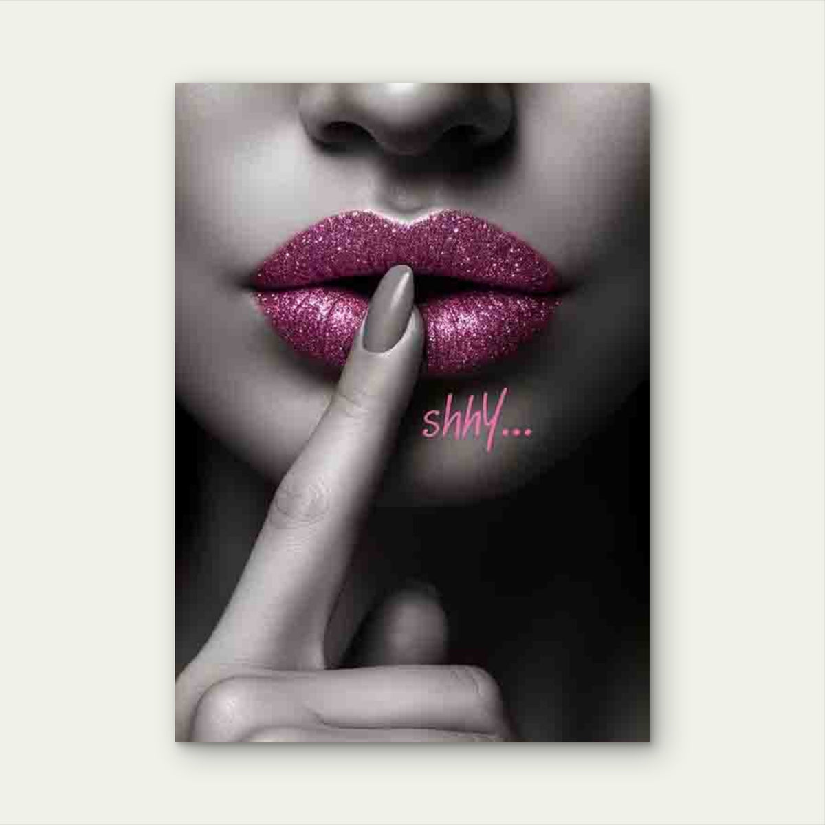 Glamorous Glitter Lip Metal Print Ready to Hang