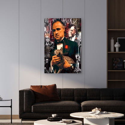 Mafia Boss Tuxedo Cat Collage Red Black 60x90cm Metal Print Ready to Hang