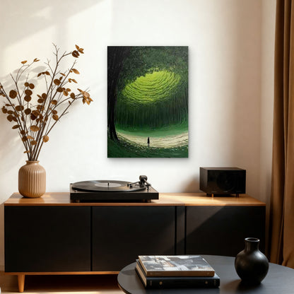 Green Forest Path with Spiral Light 60x90cm Metal Print Ready to Hang