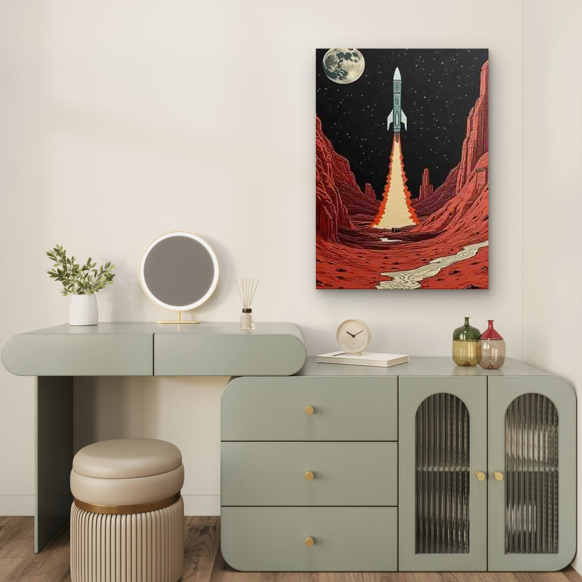 Rocket Launch Over Red Canyon 60x90cm Metal Print Ready to Hang