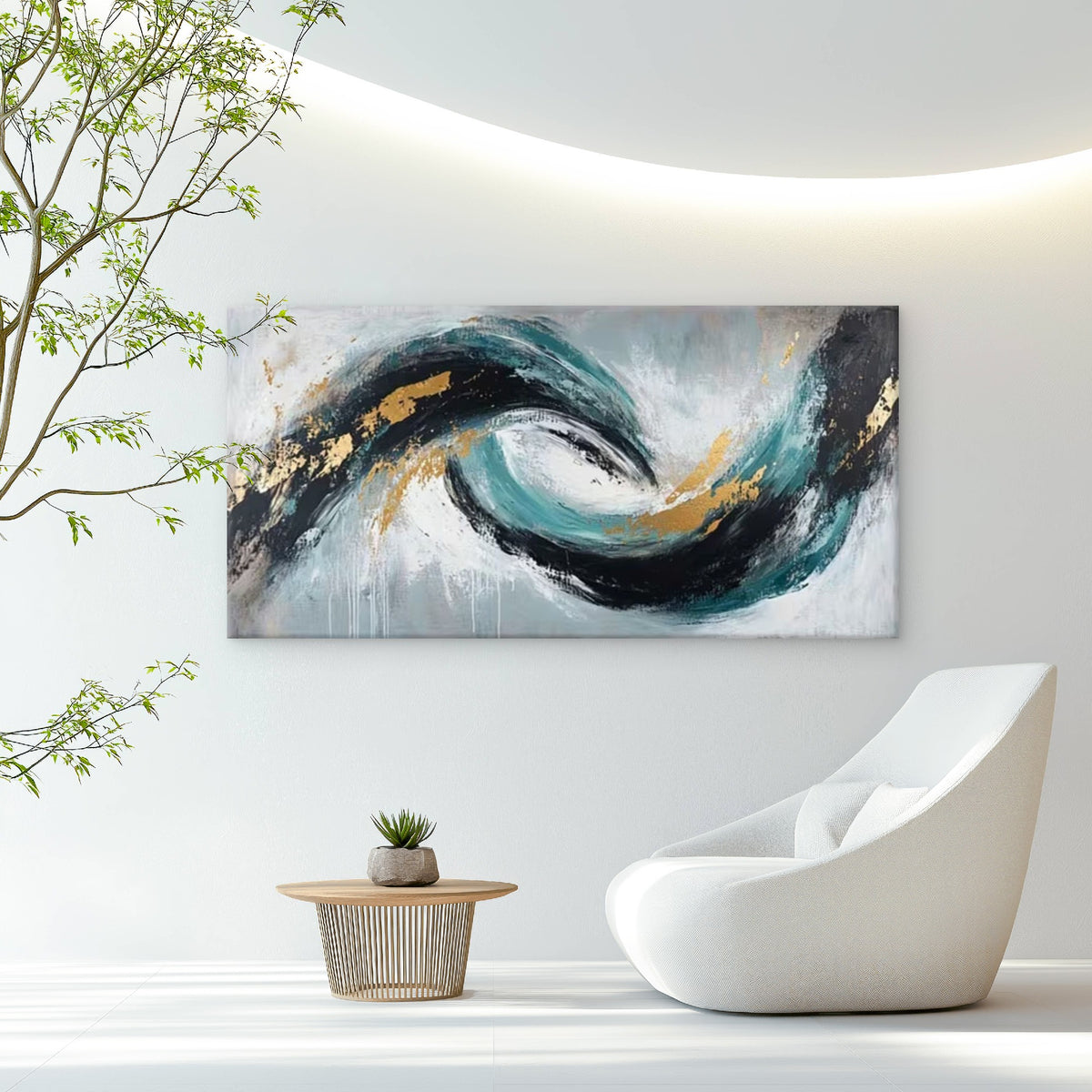 Dynamic Wave Decor Wall Art Canvas Office Home Room Framed 120x60cm