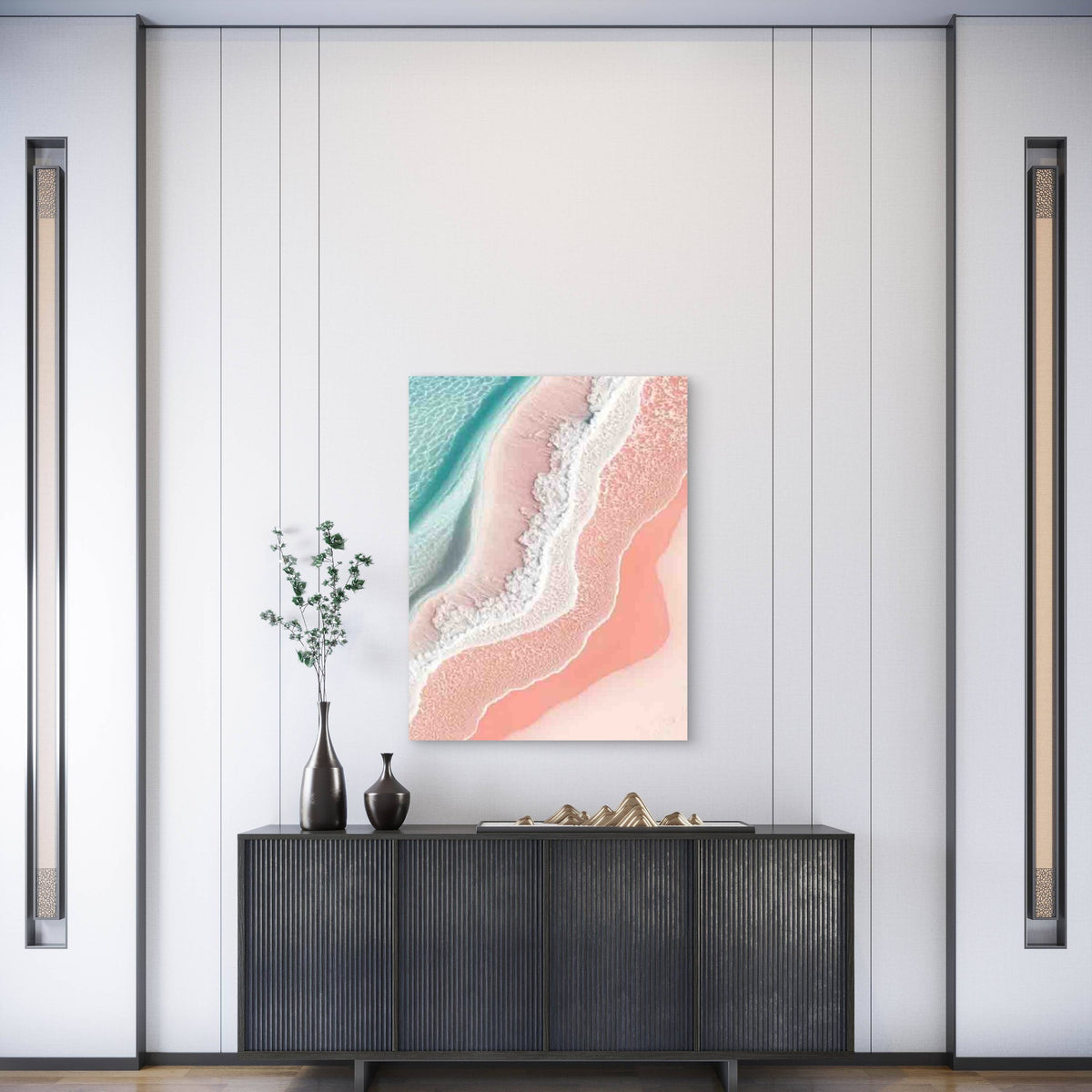 Pink Beach 60x90cm Metal Print Ready to Hang