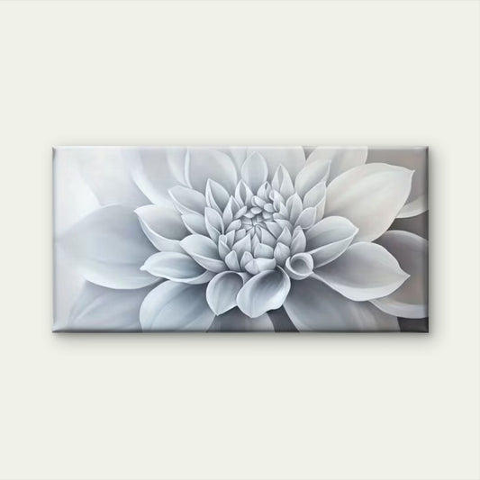 White Monochrome Flower Wall Art Canvas Office Home Room Framed 120x60cm