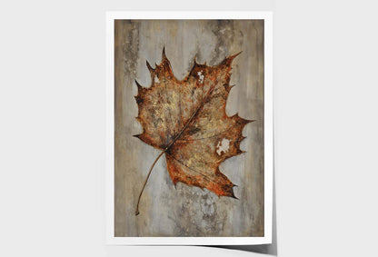 Maple Leave, Autumn Beige Oil Paint Wall Art Limited Edition High Quality Print