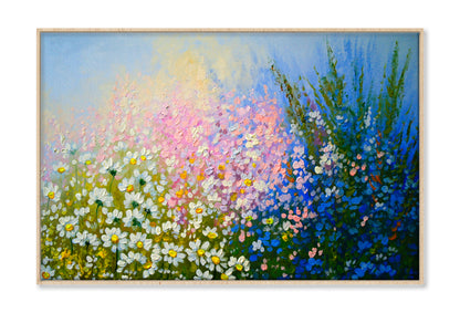 Colorful Flowers Oil Painting Wall Art Limited Edition High Quality Print Canvas Box Framed Natural