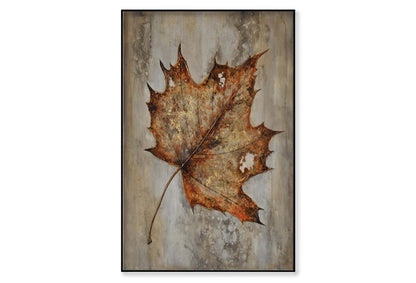 Maple Leave, Autumn Beige Oil Paint Wall Art Limited Edition High Quality Print