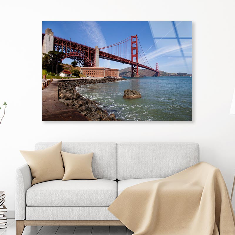 Golden Gate Bridge in The Bright Summer Light Acrylic Glass Print Tempered Glass Wall Art 100% Made in Australia Ready to Hang