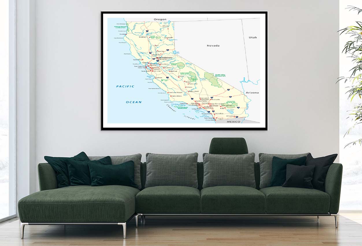 California Map Home Decor Premium Quality Poster Print Choose Your Sizes