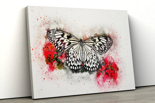 Black and red butterfly water color painting UV Direct Aluminum Print Australian Made Quality