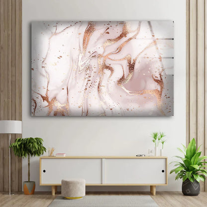 Gold & Pink Abstract UV Direct Aluminum Print Australian Made Quality