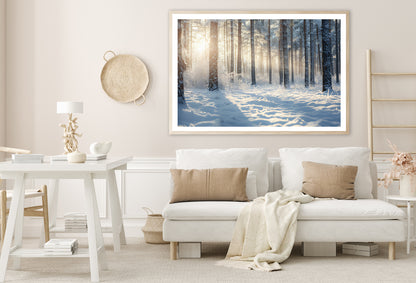 Snowy Forest with Trees Home Decor Premium Quality Poster Print Choose Your Sizes