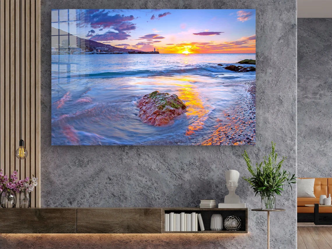 Seaside View Sunset Sky UV Direct Aluminum Print Australian Made Quality