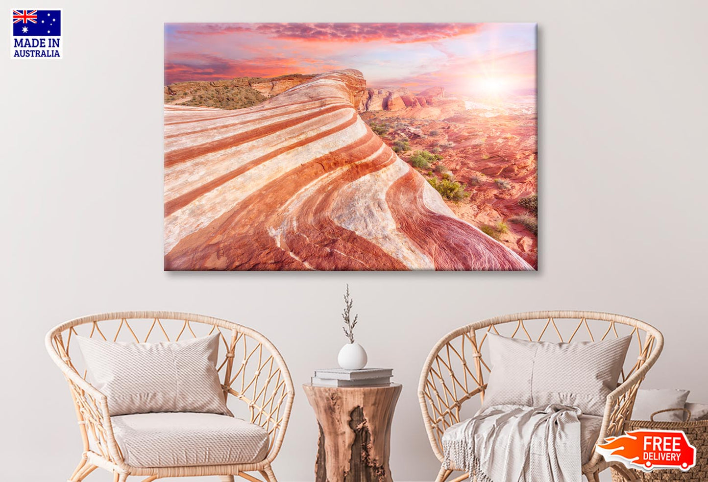 Amazing Colors and Shape of The Fire Wave Rock in Valley Of Fire State Park, Nevada, USA Wall Art Decor 100% Australian Made