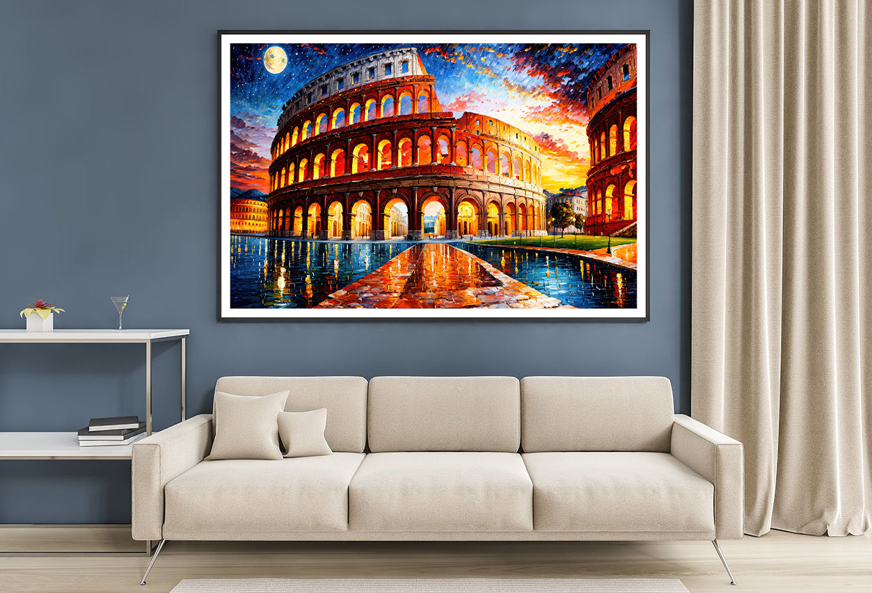 Oil Painting of Colosseum in Rome Home Decor Premium Quality Poster Print Choose Your Sizes