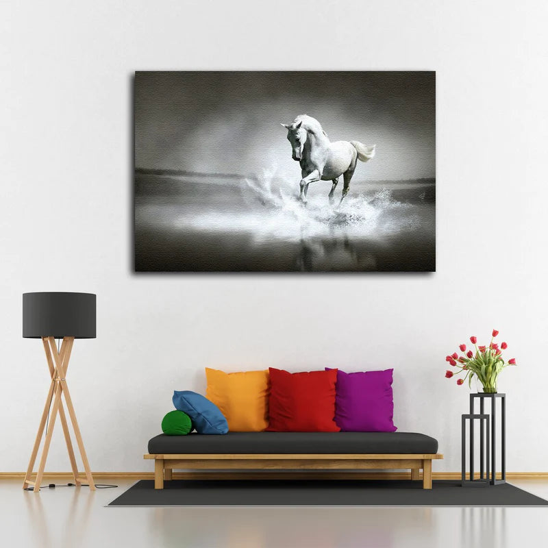 Running Horse B&W UV Direct Aluminum Print Australian Made Quality