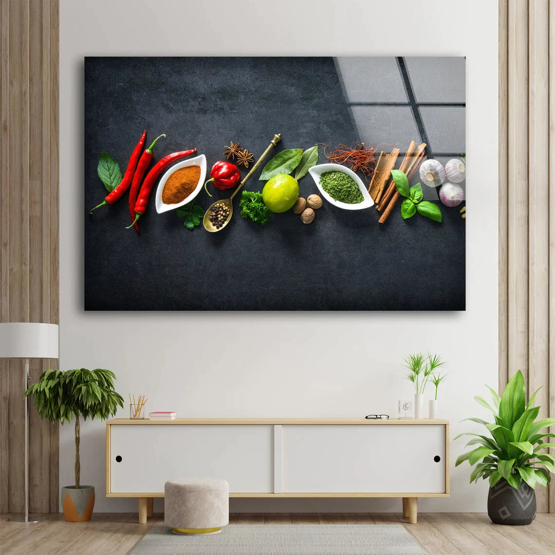 Spices On Black Table UV Direct Aluminum Print Australian Made Quality