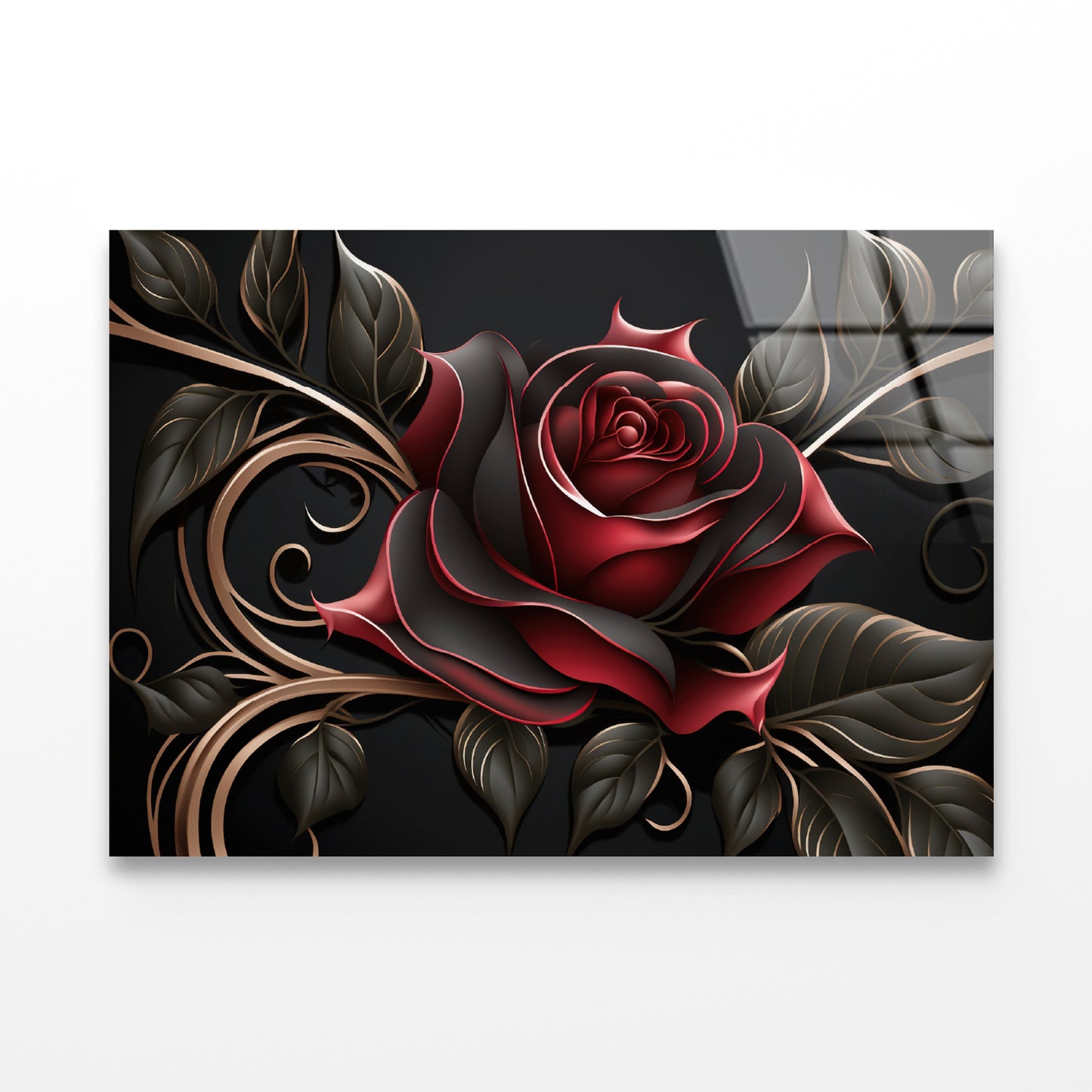 Roses Artistic Flower Design Acrylic Glass Print Tempered Glass Wall Art 100% Made in Australia Ready to Hang