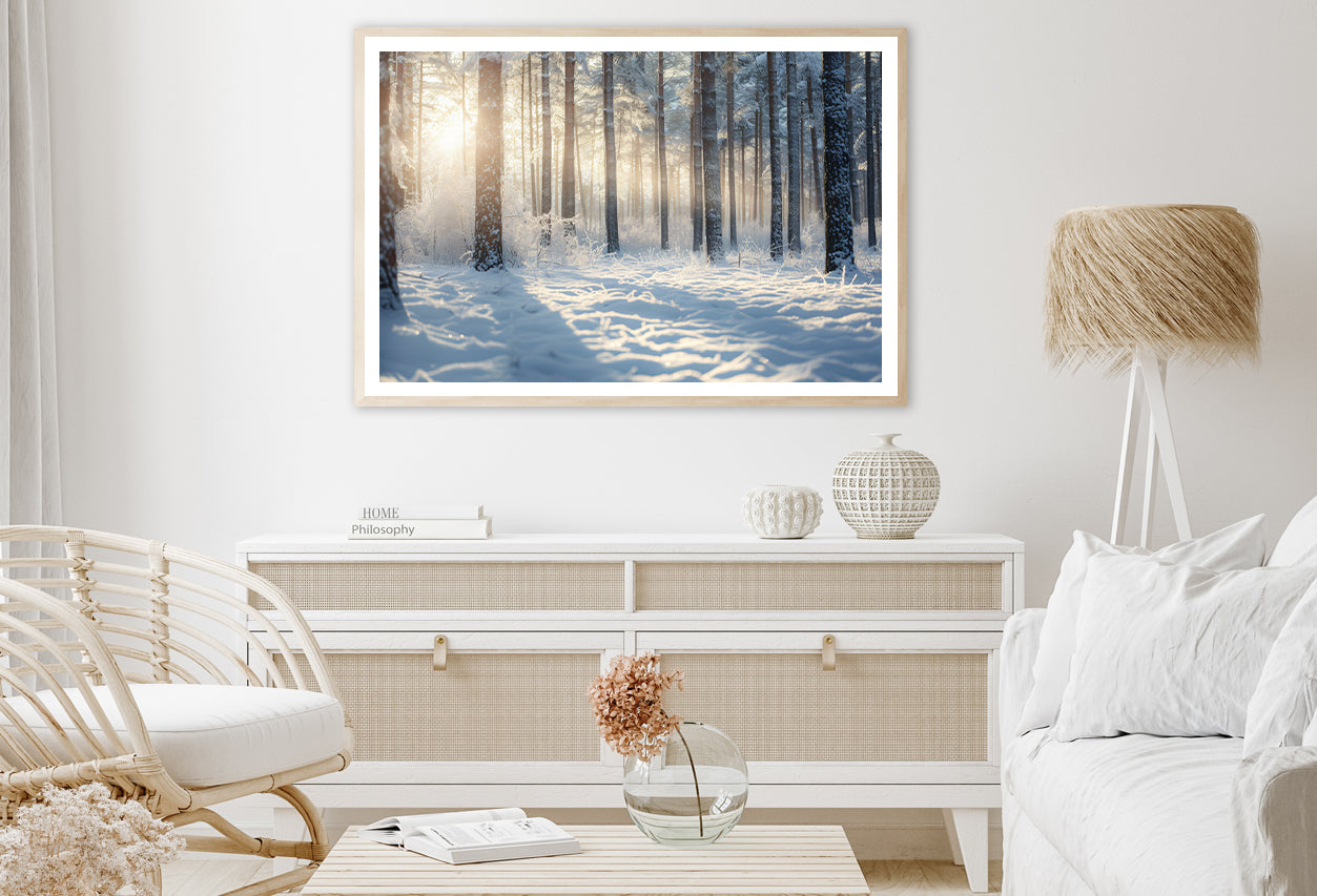 Snowy Forest with Trees Home Decor Premium Quality Poster Print Choose Your Sizes