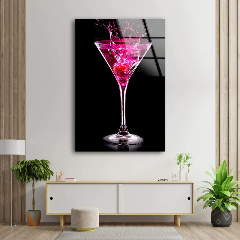 Pink Cocktail Glass UV Direct Aluminum Print Australian Made Quality