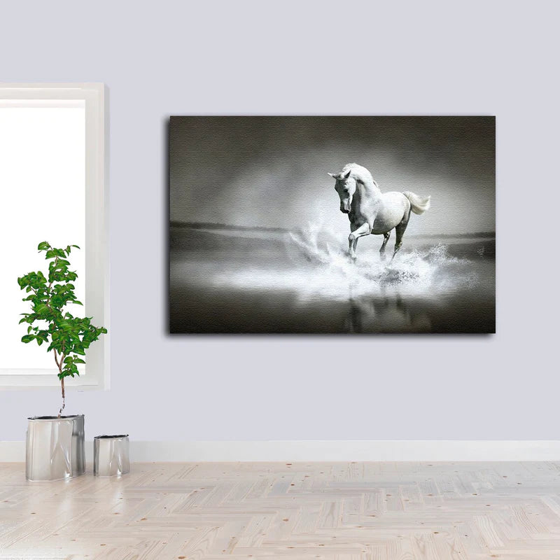 Running Horse B&W UV Direct Aluminum Print Australian Made Quality