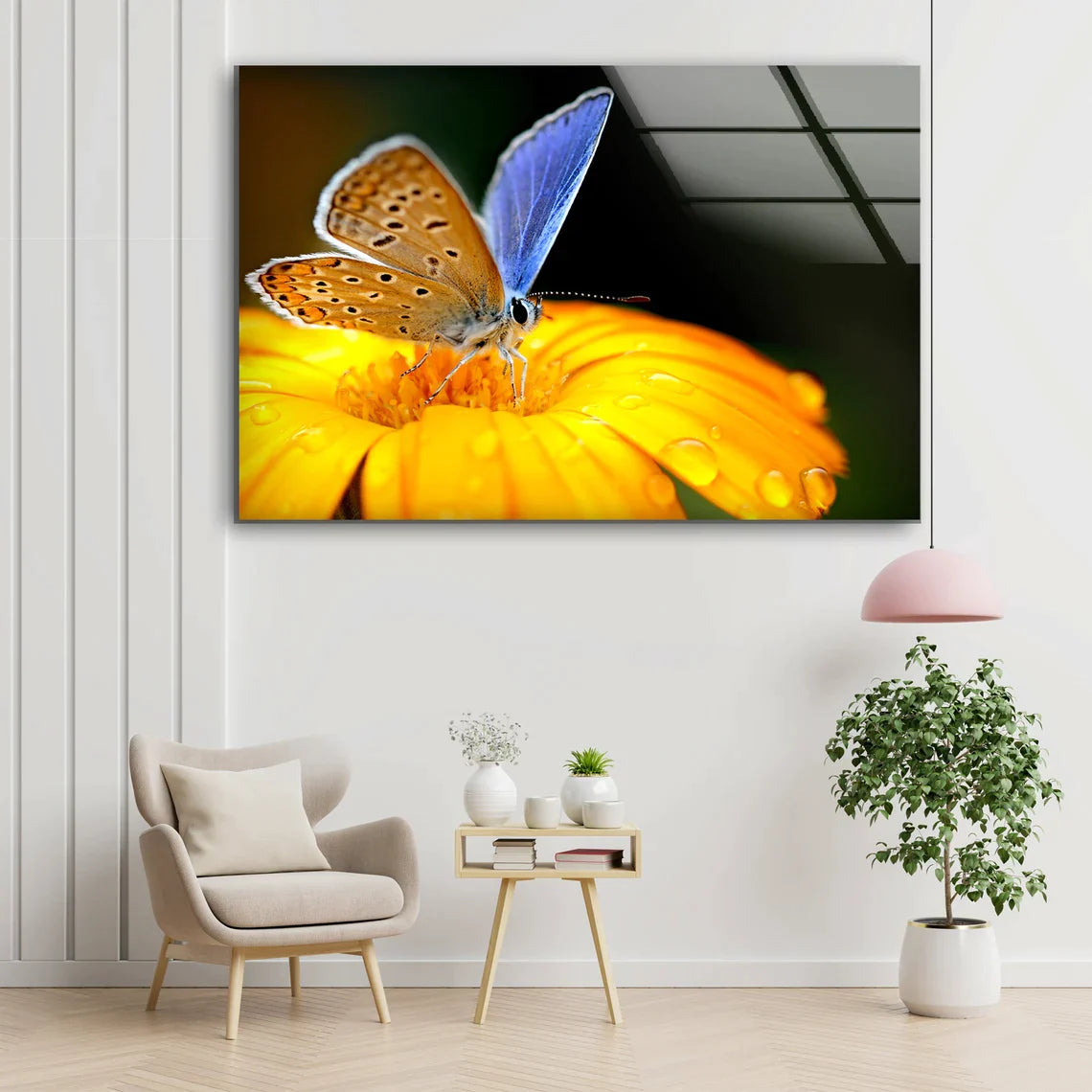 Butterfly on Flower UV Direct Aluminum Print Australian Made Quality