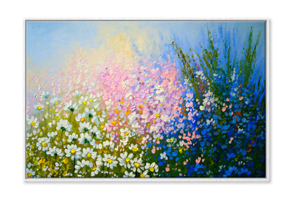 Colorful Flowers Oil Painting Wall Art Limited Edition High Quality Print Canvas Box Framed White