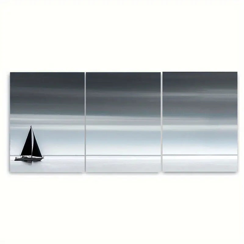 3pcs Minimalist Sailboat Nautical Metal Print Ready to Hang Art