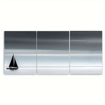 3pcs Minimalist Sailboat Nautical Metal Print Ready to Hang Art