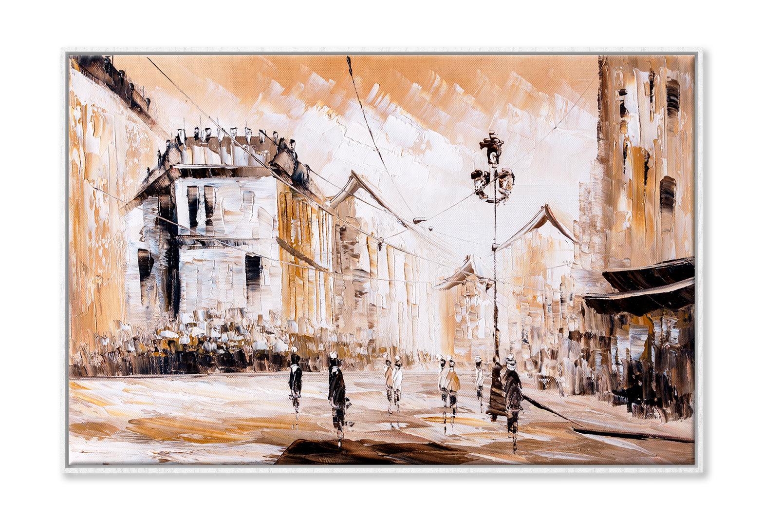 Street View Of Paris Oil Painting Limited Edition High Quality Print Canvas Box Framed White