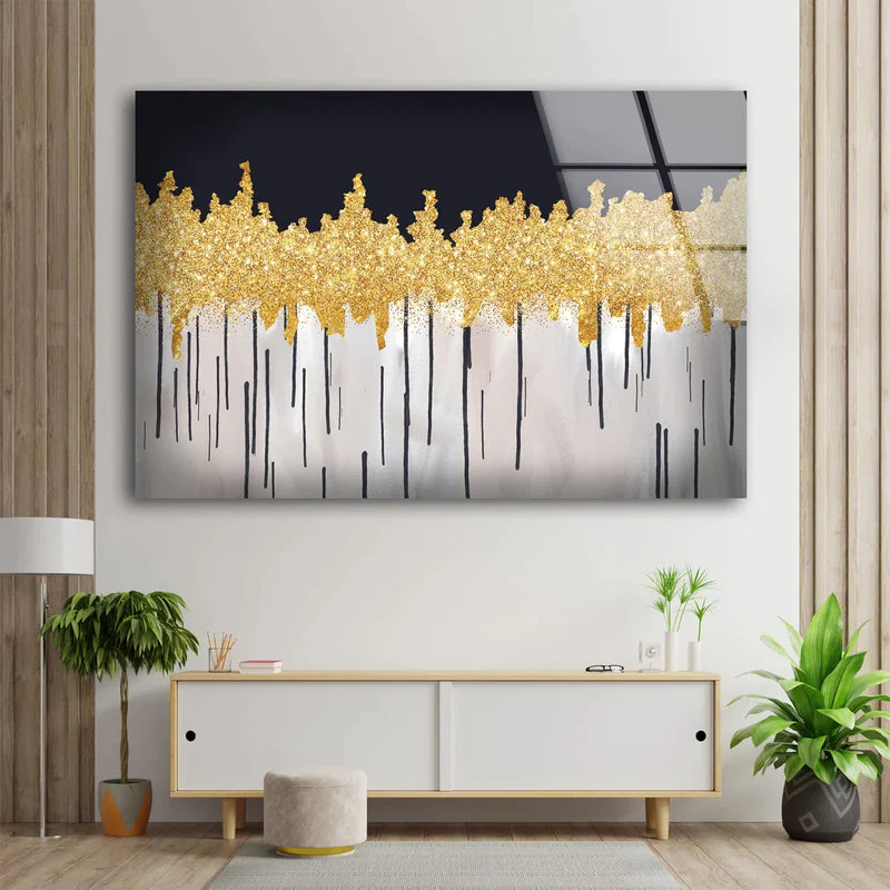 Gold & Silver Abstract UV Direct Aluminum Print Australian Made Quality