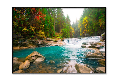 Waterfall On Mountain River in The Forest Home Decor Premium Quality Poster Print Choose Your Sizes