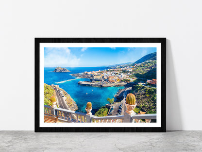 Garachico Town Of Tenerife Glass Framed Wall Art, Ready to Hang Quality Print With White Border Black