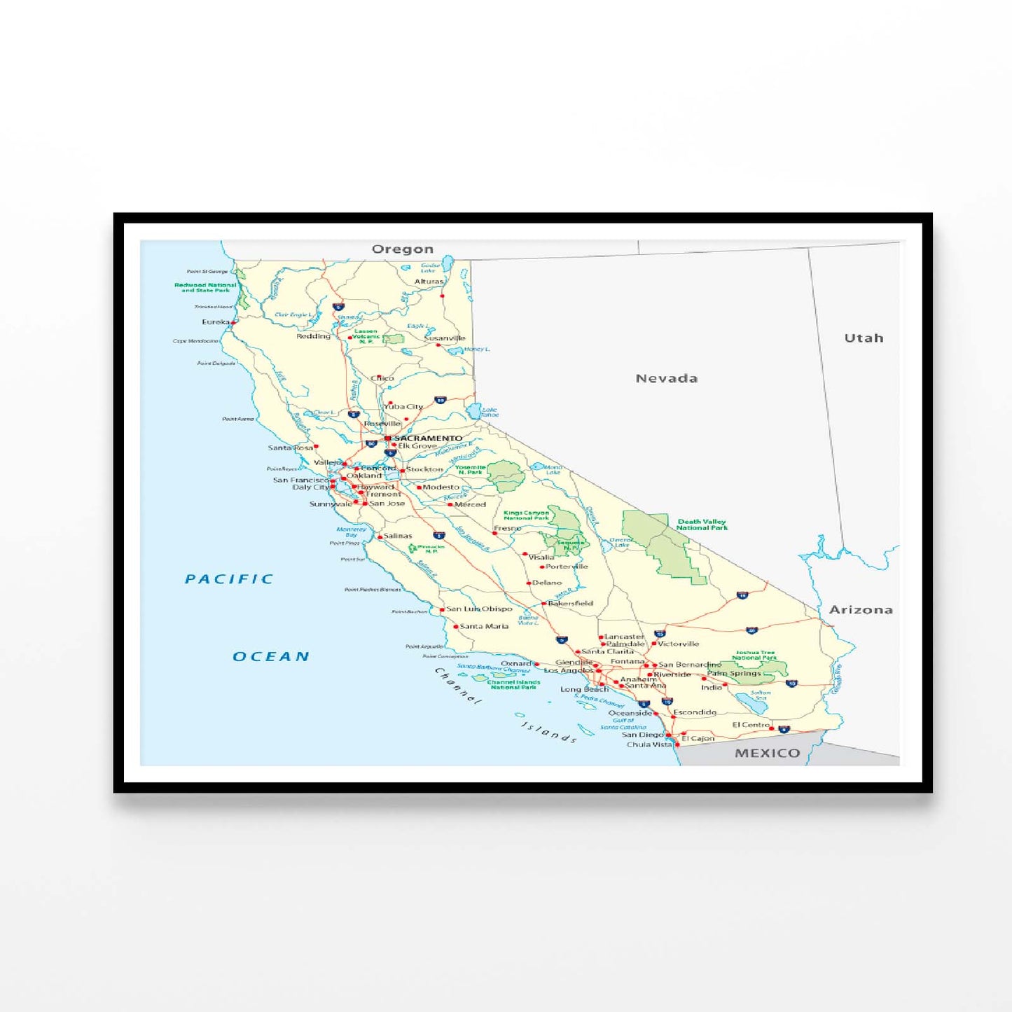 California Map Home Decor Premium Quality Poster Print Choose Your Sizes