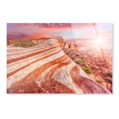 Amazing Colors and Shape of The Fire Wave Rock in Valley Of Fire State Park, Nevada, USA Acrylic Glass Print Tempered Glass Wall Art 100% Made in Australia Ready to Hang