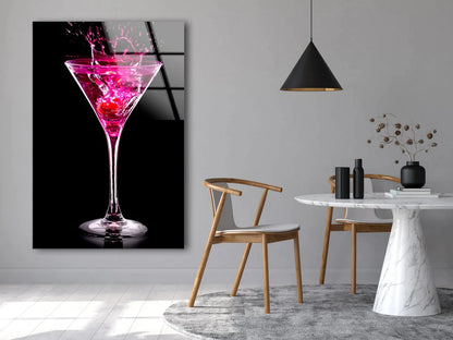 Pink Cocktail Glass UV Direct Aluminum Print Australian Made Quality