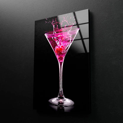 Pink Cocktail Glass UV Direct Aluminum Print Australian Made Quality