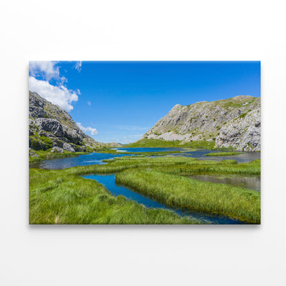 A River Flowing Through a Valley with Mountains Print 100% Australian Made