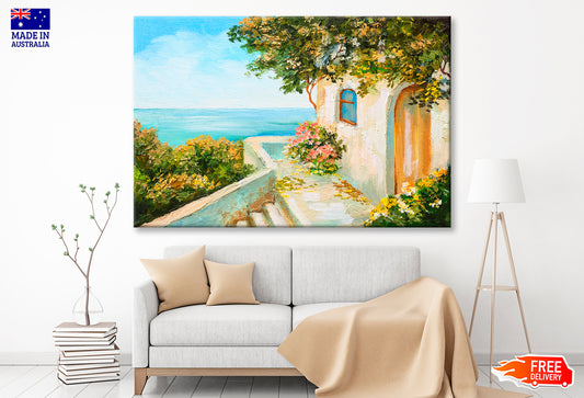 Summer Day House Near The Sea Oil Painting Wall Art Limited Edition High Quality Print