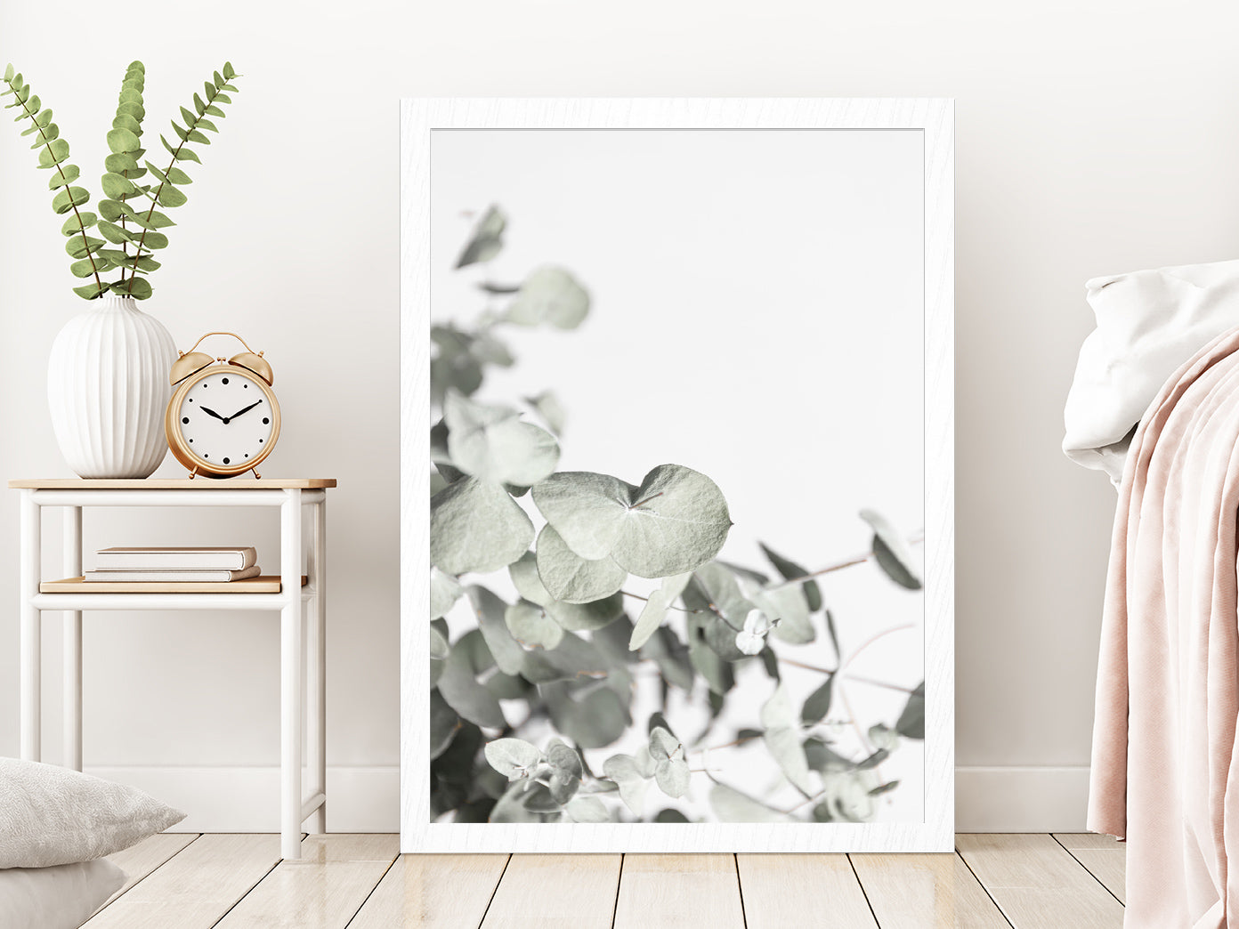 Tropical Leaves Faded Closeup Photograph Glass Framed Wall Art, Ready to Hang Quality Print Without White Border White