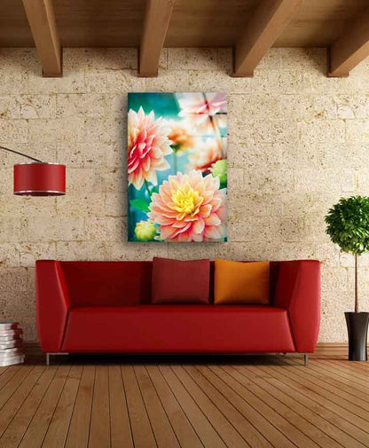 Pink & Yellow Flowers UV Direct Aluminum Print Australian Made Quality