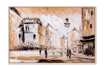 Street View Of Paris Oil Painting Limited Edition High Quality Print Canvas Box Framed Natural