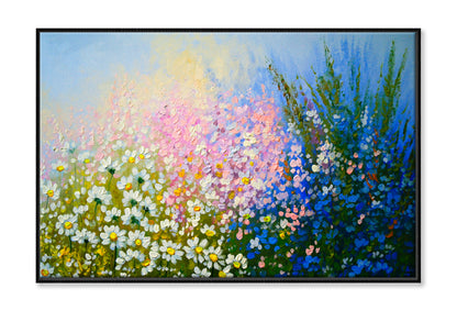 Colorful Flowers Oil Painting Wall Art Limited Edition High Quality Print Canvas Box Framed Black