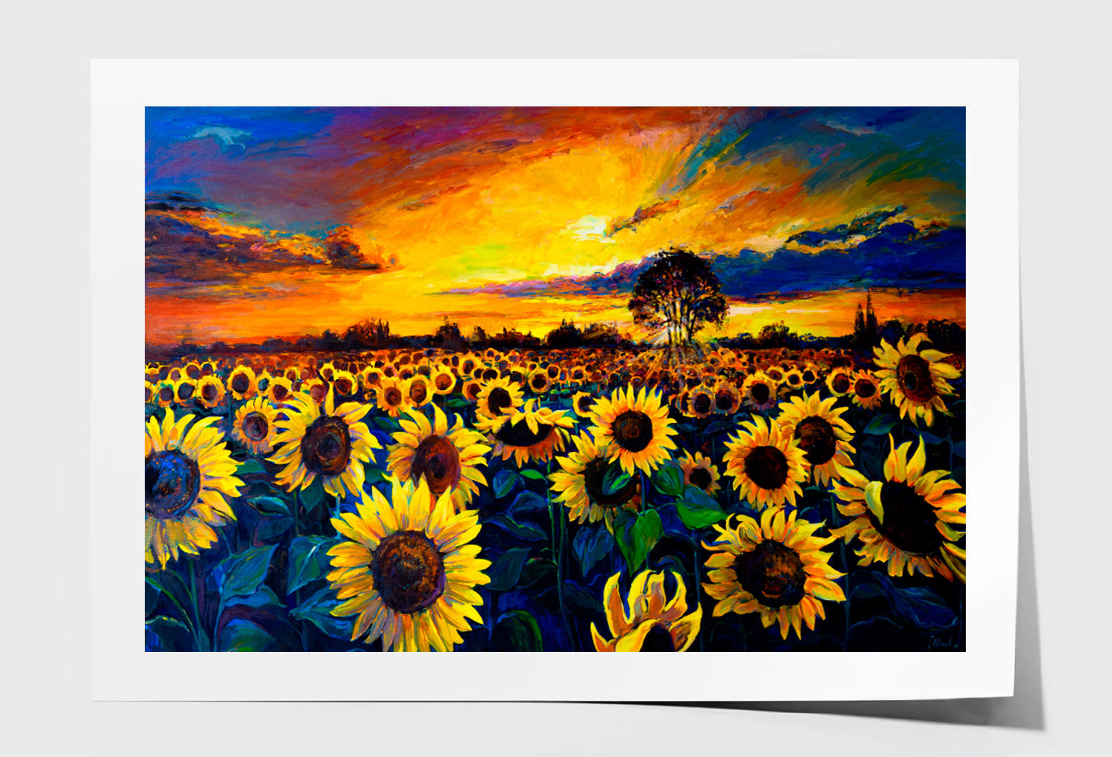 Sunflower Field Oil Painting Wall Art Limited Edition High Quality Print Unframed Roll Canvas None