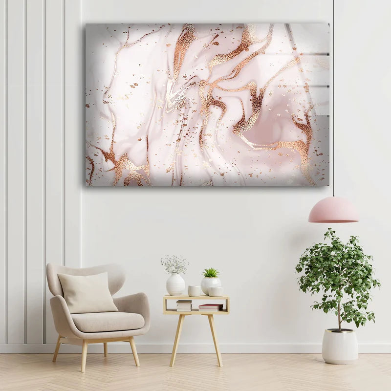 Gold & Pink Abstract UV Direct Aluminum Print Australian Made Quality