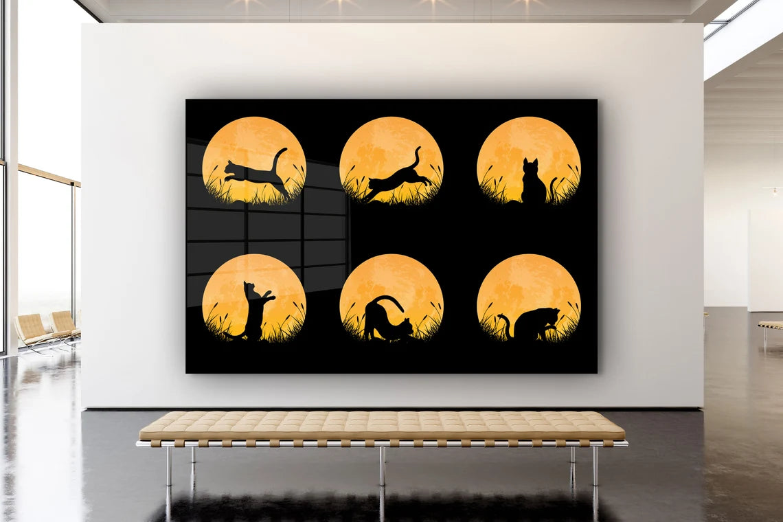 Cat Night Moods Vector UV Direct Aluminum Print Australian Made Quality